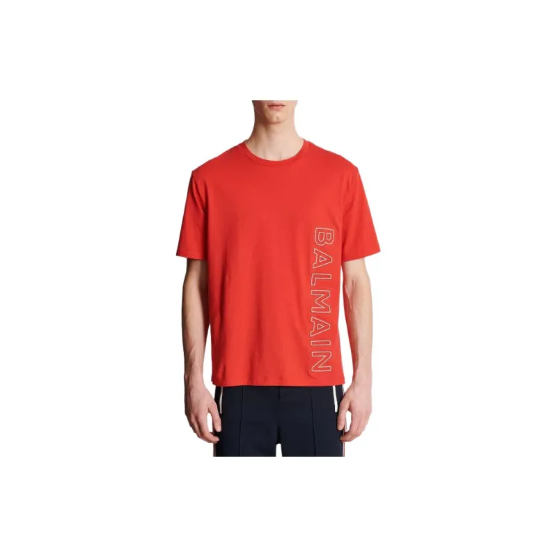 BALMAIN T shirt Balmain Embossé T Shirt Men's Red-2
