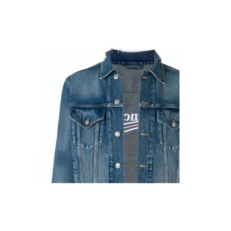 Balenciaga Embroidered Logo Denim Jacket-4