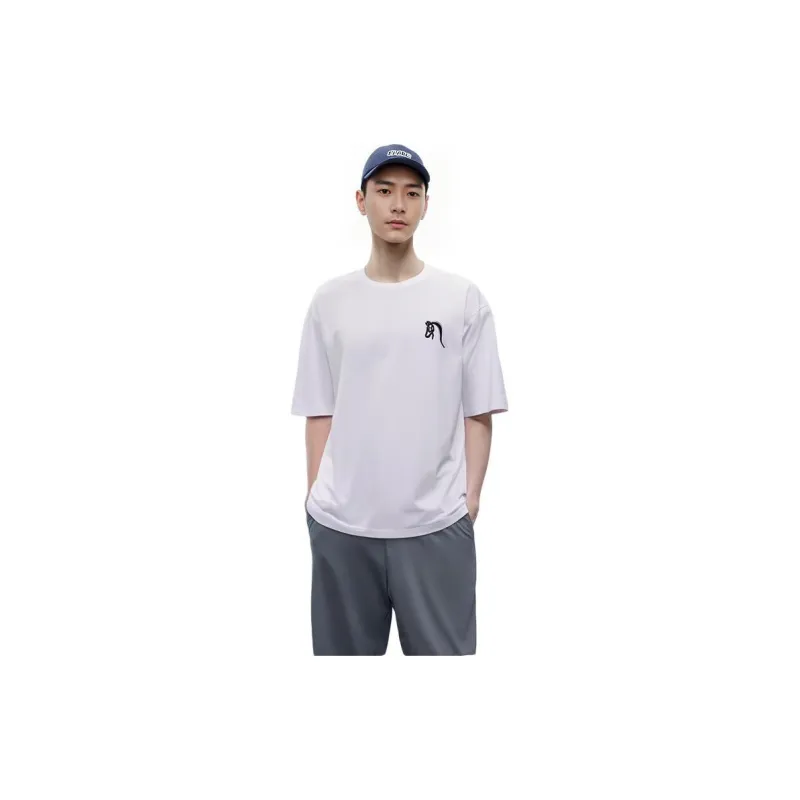 HERMES Logo Printed Crew Neck Straight Fit Short Sleeved T Shirt T Shirt Men's White-5