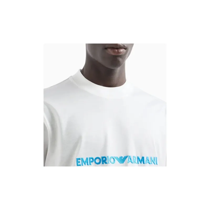 EMPORIO ARMANI Lyocell blend Jersey T shirt With Embossed Logo Embroidery-4