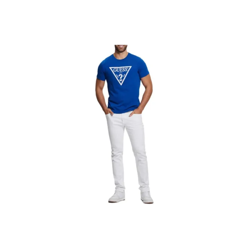GUESS Eco Embroidered Logo Tee T-Shirt Men's Blue-1