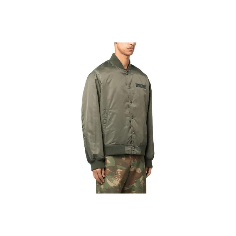 MOSCHINO Logo Prrinted Button-Up Bomber Jacket-2
