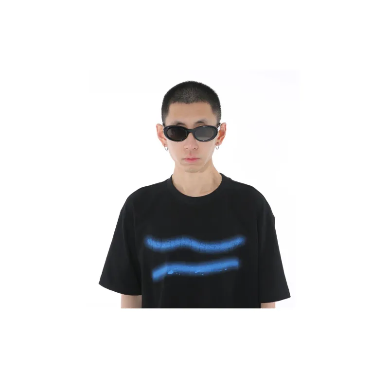 Voguo Relay Crew Neck Couple T Shirt Unisex Black White-7