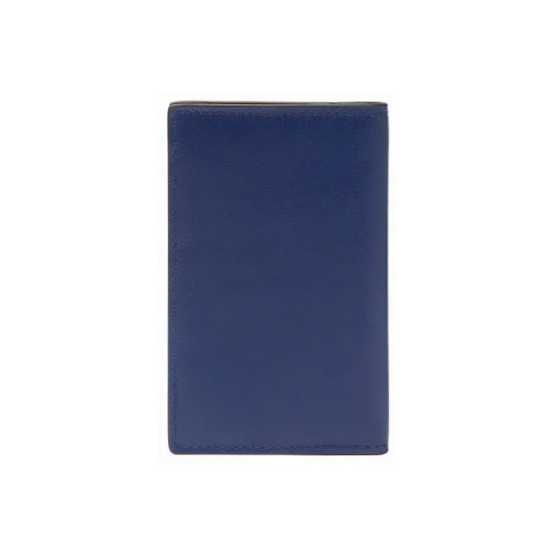 VERSACE Grained Calfskin Card Clip Card Holder Wallets Men's Blue-1