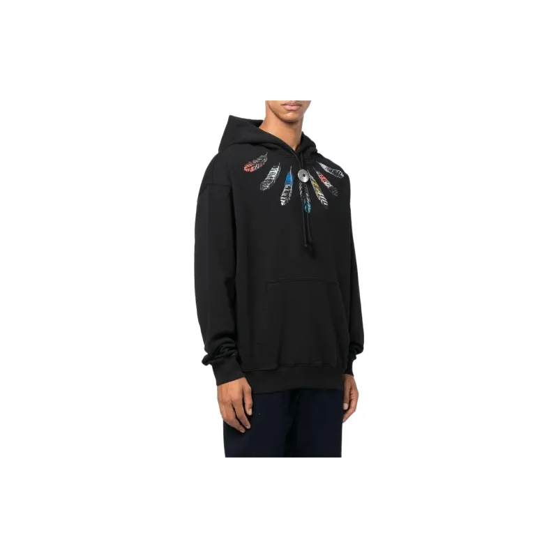 Marcelo Burlon Feather Printed Drawstring Hoodie-3
