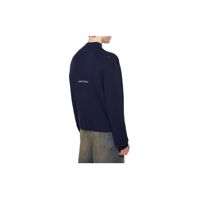 Acne Studios Knitted Fabric Cardigan Unisex Marine Blue-1