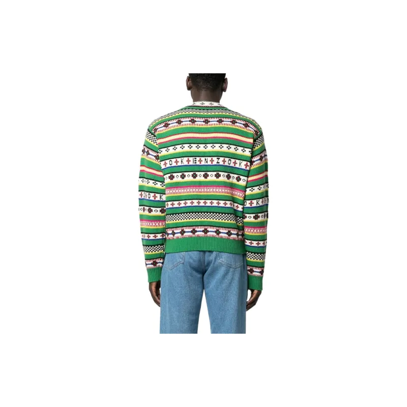 KENZO Logo Jacquard Knit Cardigan-2