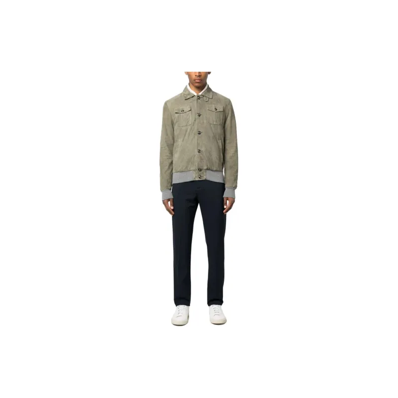 BARBA Leather Jackets Men Green-1