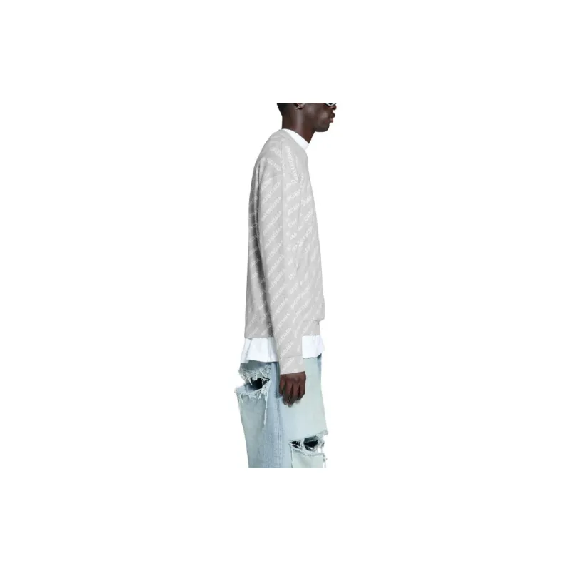 Balenciaga All Over Logo Knit Crewneck-4