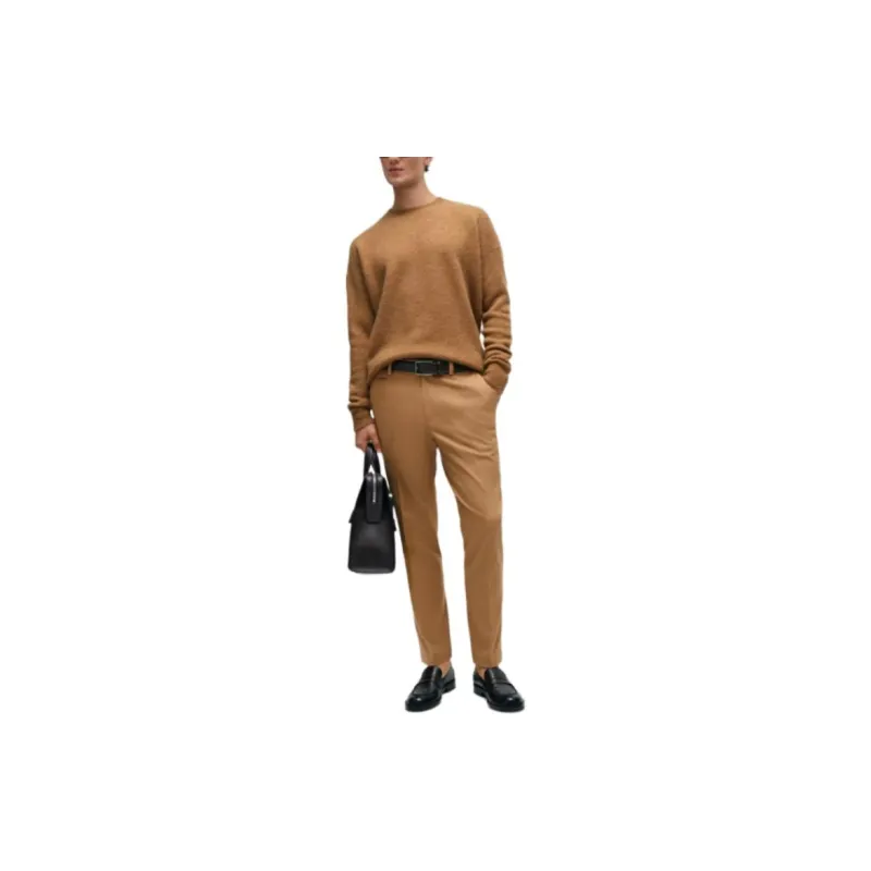HUGO BOSS Relaxed-Fit Sweater In Cashmere And Silk Sweater Men's Khaki-2