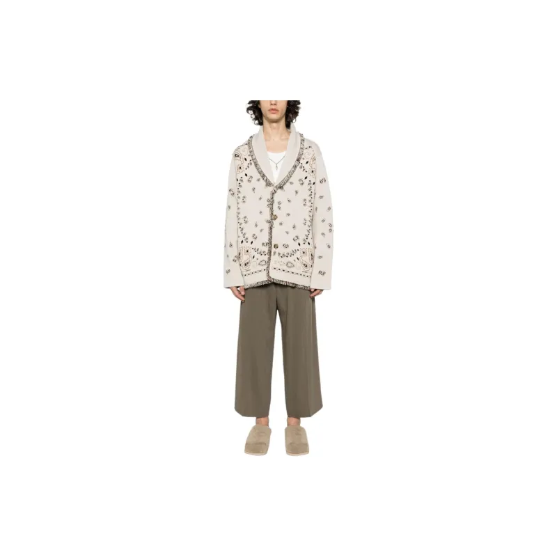 Alanui Bandana jacquard Frayed edge Cardigan-1