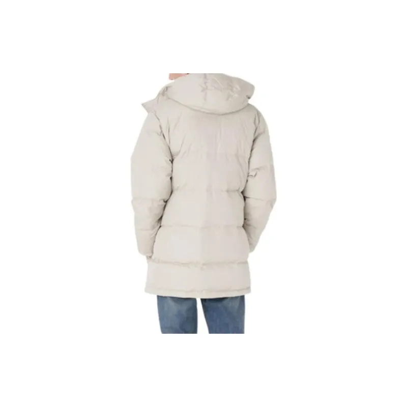 Levis FW22 Solid Color Hooded Mid-Length Down Jacket Men's Ecru-5
