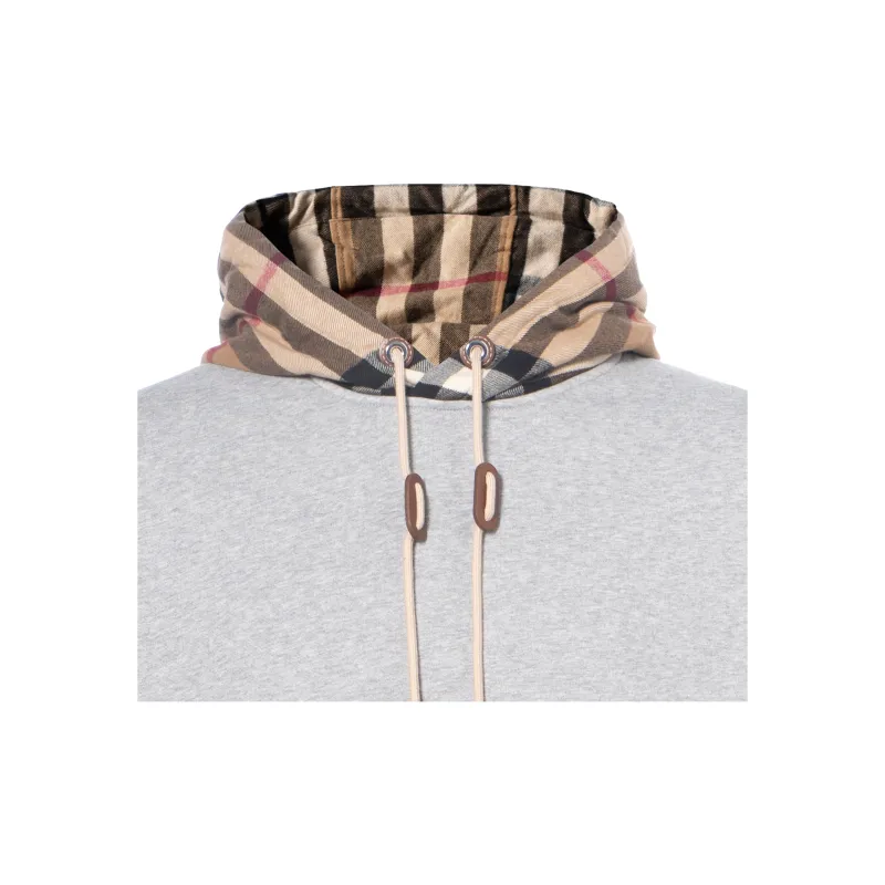 Burberry Check Hood Cotton Blend Hooded Sweatshirt-6