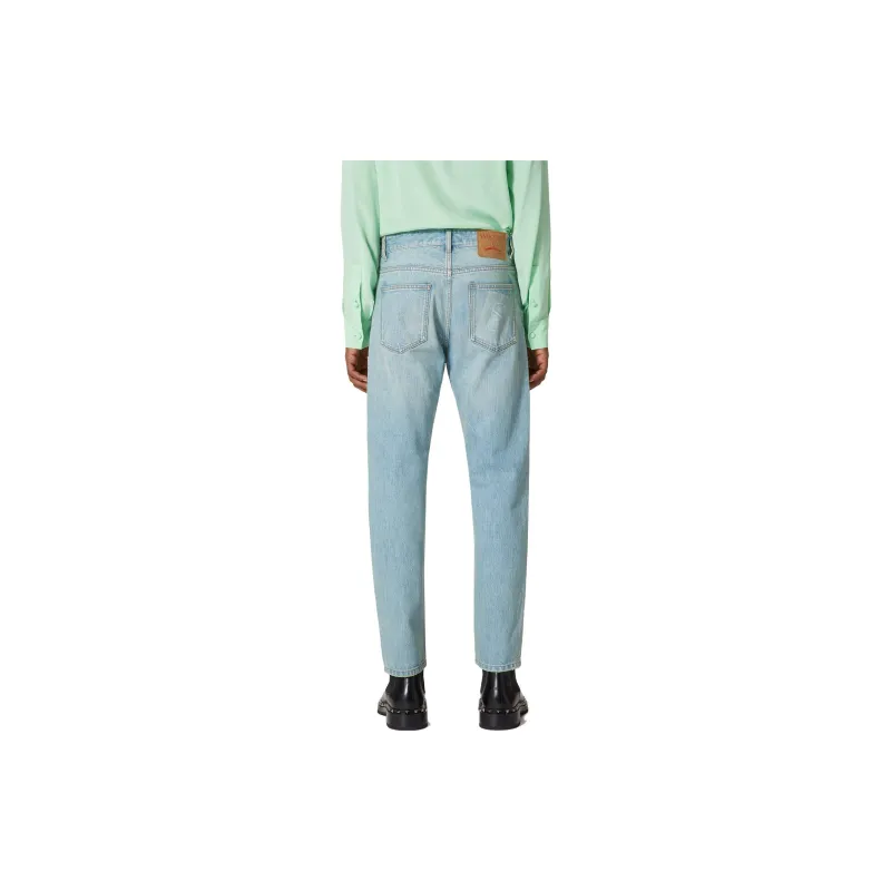 Valentino Logo Patch Mid Rise Jeans-2