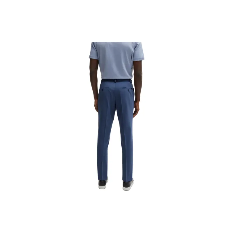 HUGO BOSS Slim Fit Trousers In A Performance Stretch Wool Blend Casual Pants Men's Blue-2