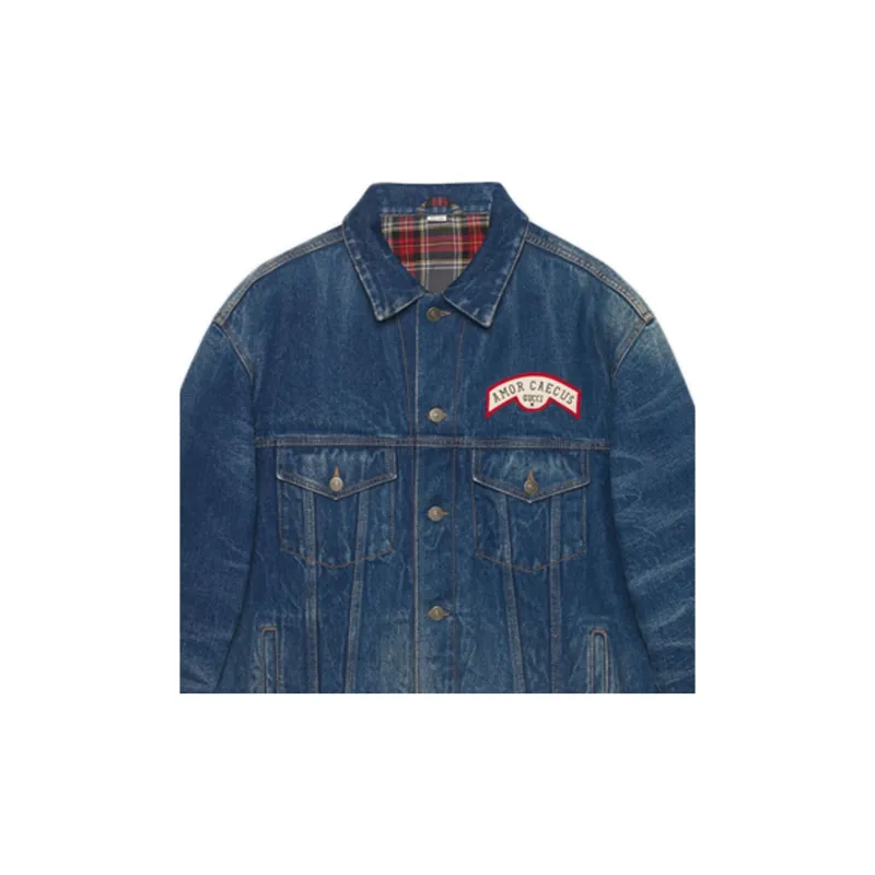 GUCCI Patch Detail Oversized Denim Jacket-5
