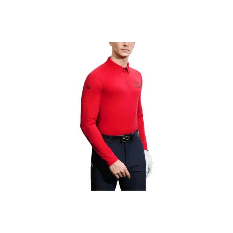 FILA Golf Series Polo Shirt Men's Fluorescent Flame Red-3