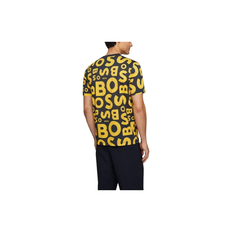 HUGO BOSS SS23 Crew Neck T Shirt In Mercerized Cotton With Seasonal Print T Shirt Men's Black-3