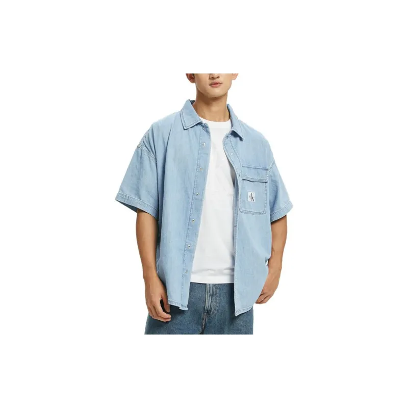 CALVIN KLEIN Shirt Men's Denim Blue-4
