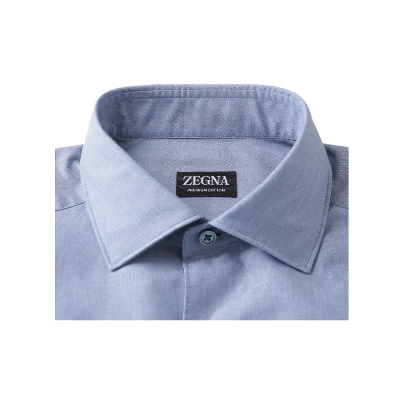 Zegna Shirt Men's Light Gray Blue-2
