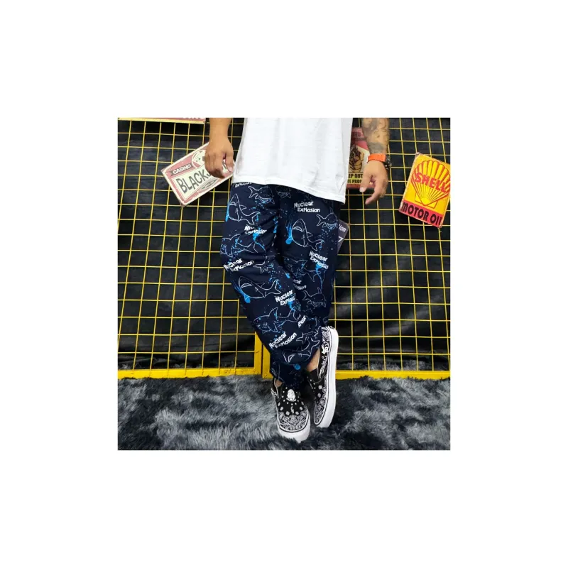NUCLEAR EXPLOSION x NUCLEAR EXPLOSION Casual Pants Unisex Navy Blue-3
