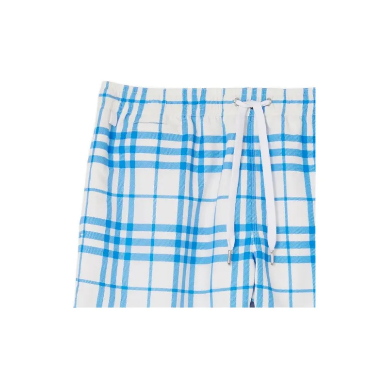 Burberry SS23 Men's Checkered Drawstring Swim Shorts 'Optic White'-4