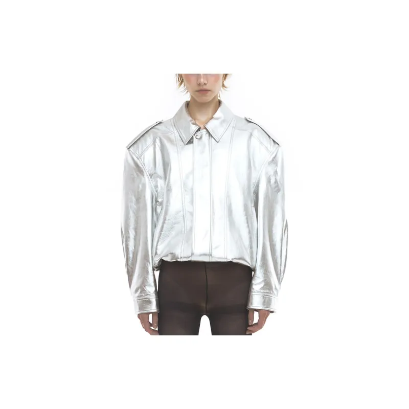 OSOI FW23 Leather Jacket Unisex Silver-3