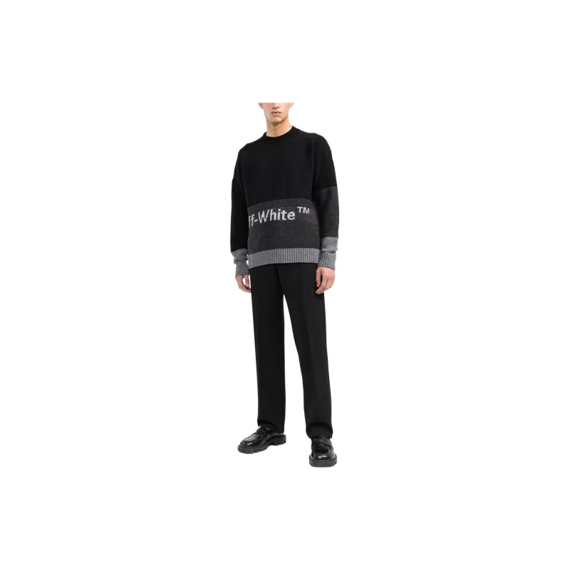 OFF-WHITE Colour-block Logo Intarsia Jumper-1