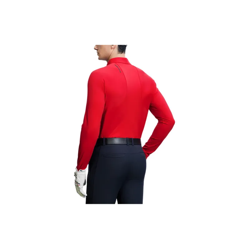 FILA Golf Series Polo Shirt Men's Fluorescent Flame Red-4