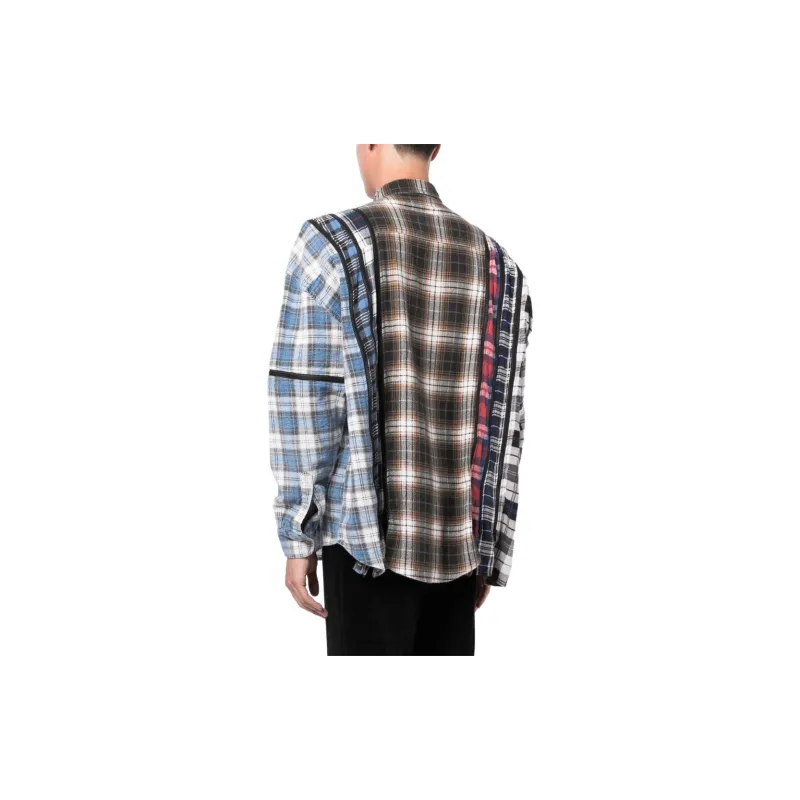 Needles Flannel Shirt 7 Cuts Zipped Wide Reflection Shirt-2
