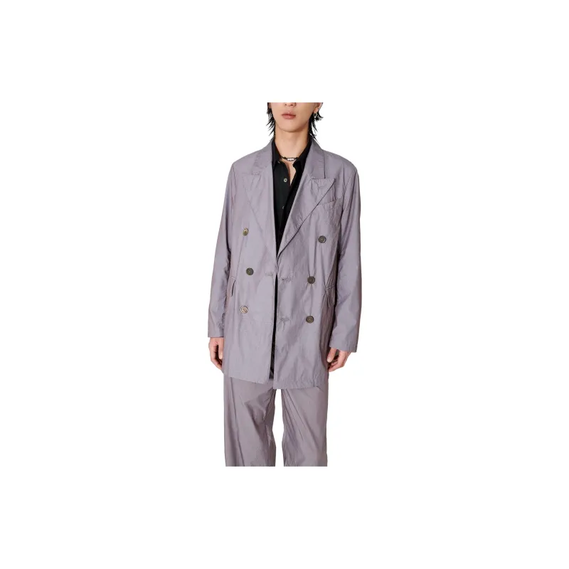 OUR LEGACY Poplin-texture Double-breasted Blazer-4