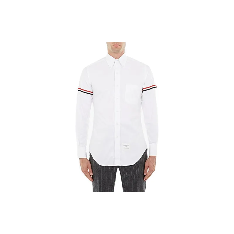 THOM BROWNE Grosgrain armband Cotton Shirt-4