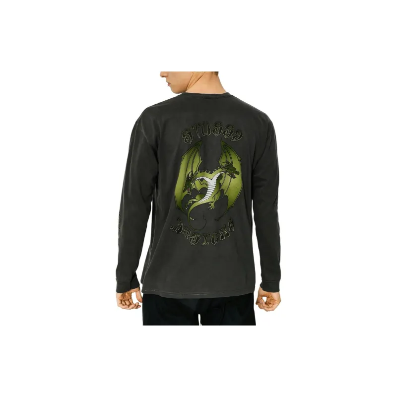 Stussy Double Dragon P Dyed Pkt T Shirt Men's Black-2