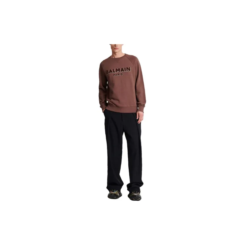BALMAIN Flock And Foil Paris Logo Crew Sweatshirt-1