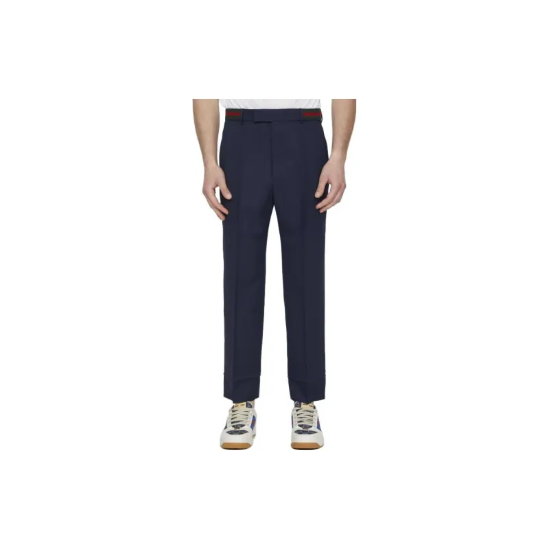GUCCI Web stripe Trim Cropped Trousers-1