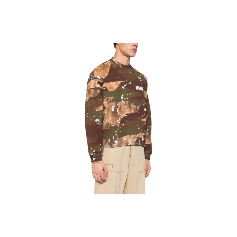 MSGM Camouflage Printed Paint Splatter Crewneck Sweatshirt-3