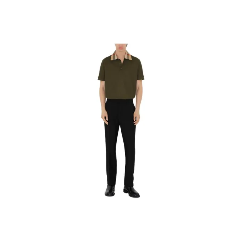 Burberry Checkered collar Cotton Polo Shirt-2
