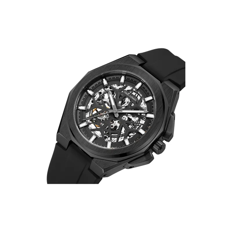 DANIEL GORMAN Daniel Golman Watch For Men Mechanical Movement Silicone Strap Watch Men's Watches Black Dial-3
