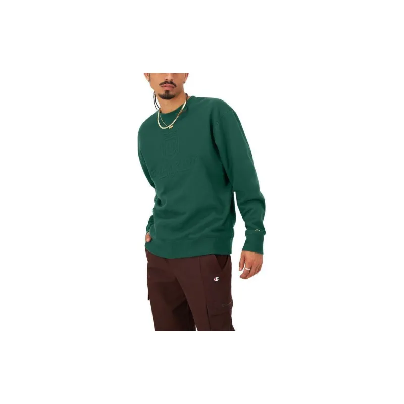 Champion Classic Fleece Crewneck Crown C Logo Sweatshirt Men's Green-1