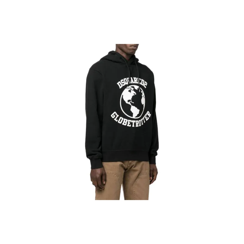 Dsquared2 Globetrotter Logo Printed Drawstring Hoodie-2