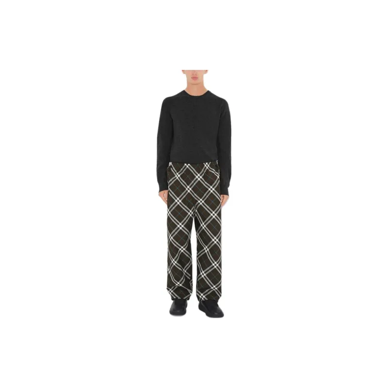 Burberry Straight Leg Checked Drawstring Trousers-1