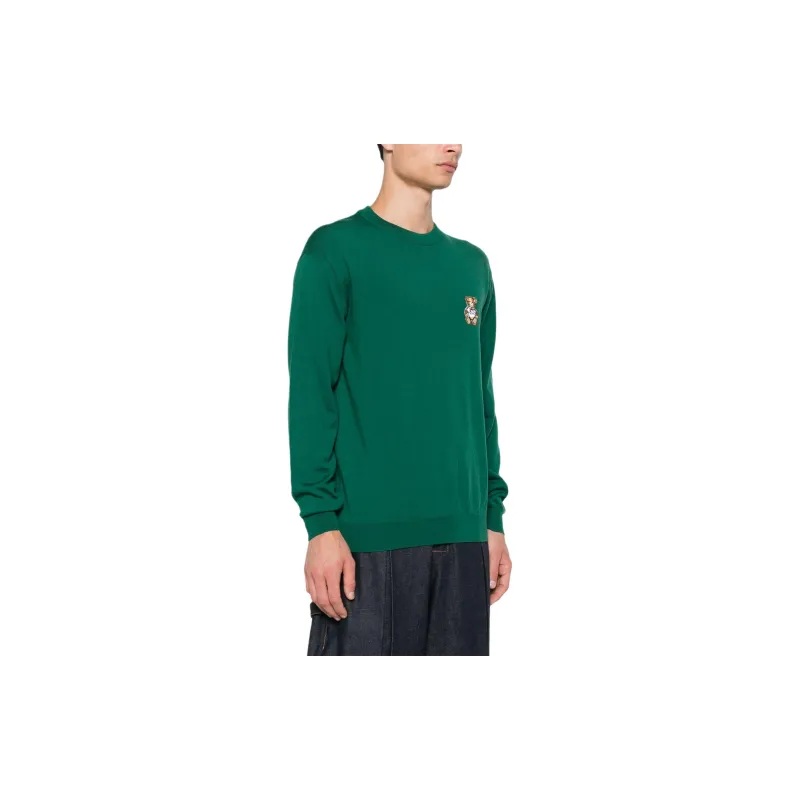 MOSCHINO Teddy Bear Patch Crewneck Knitted Jumper-3