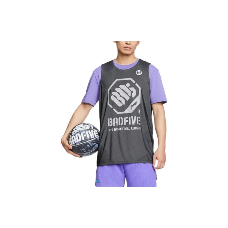 LiNing Badfive Basketball Jerseys Men's Black Basic White-2