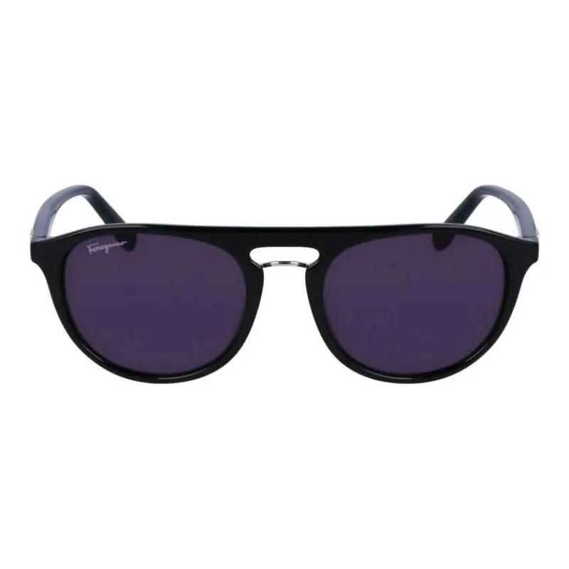 FERRAGAMO Acetate Aviator Sunglasses Men's Black-1