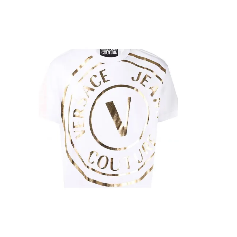 VERSACE JEANS COUTURE SS22 Men Metallic Logo Printed Short-Sleeve T-Shirt White-6