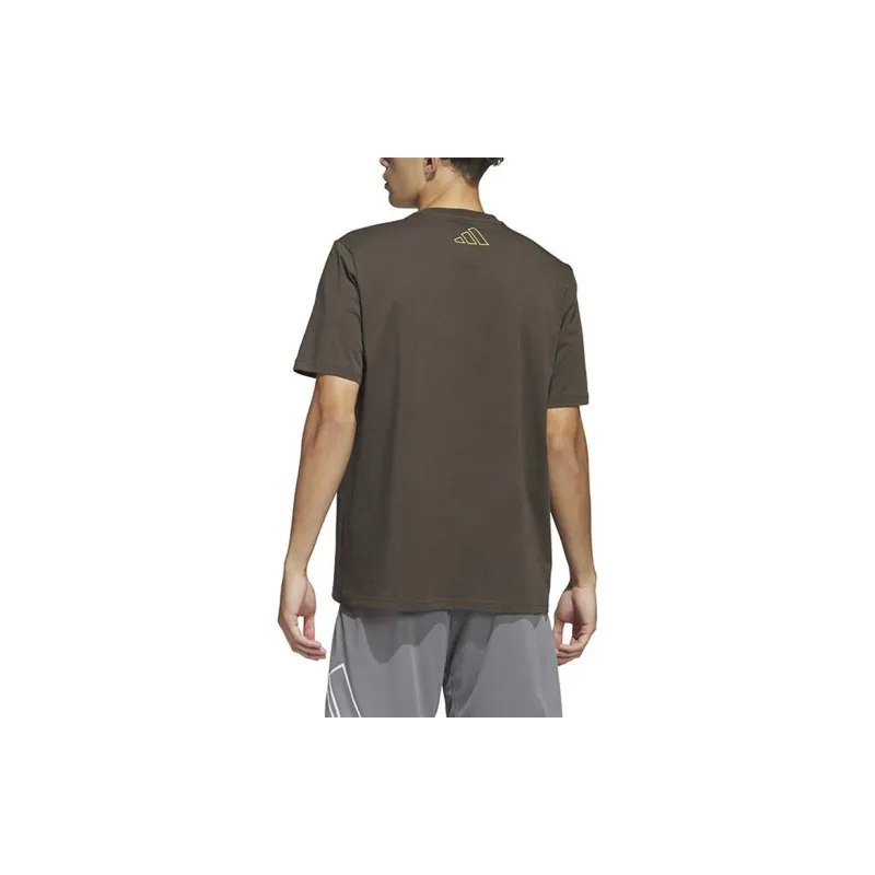 Adidas Set in Sleeve T Shirt Men's Dark Olive Green-2