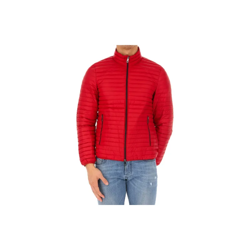 EMPORIO ARMANI Solid Color Stand Collar Cropped Down Jacket Men's Red-3