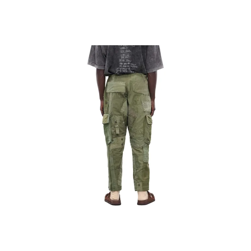 GREG LAUREN Patchwork design Cotton Trousers-3