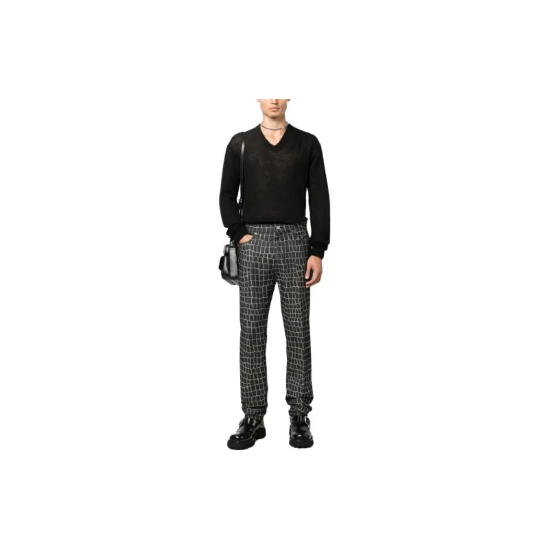 VERSACE Crocodile print Straight leg Jeans-1