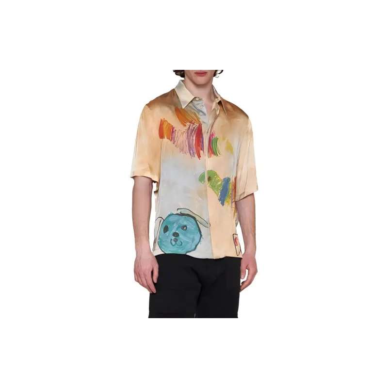 OFF WHITE Cartoon Printed Short Sleeved Shirt-3